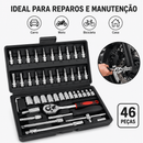 Kit De Ferramentas 46/40 Peças Jogo De Soquetes Chave Catraca Reversível Com Maleta Jogo