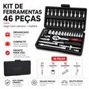 Kit De Ferramentas 46/40 Peças Jogo De Soquetes Chave Catraca Reversível Com Maleta Jogo