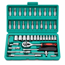 Kit De Ferramentas 46/40 Peças Jogo De Soquetes Chave Catraca Reversível Com Maleta Jogo