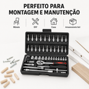 Kit De Ferramentas 46/40 Peças Jogo De Soquetes Chave Catraca Reversível Com Maleta Jogo