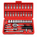 Kit De Ferramentas 46/40 Peças Jogo De Soquetes Chave Catraca Reversível Com Maleta Jogo