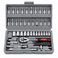 Kit De Ferramentas 46/40 Peças Jogo De Soquetes Chave Catraca Reversível Com Maleta Jogo